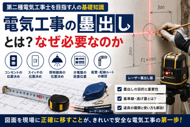 電気工事の「墨出し」とは？なぜ必要なのか｜第二種電気工事士を目指す人が知っておきたい基礎知識