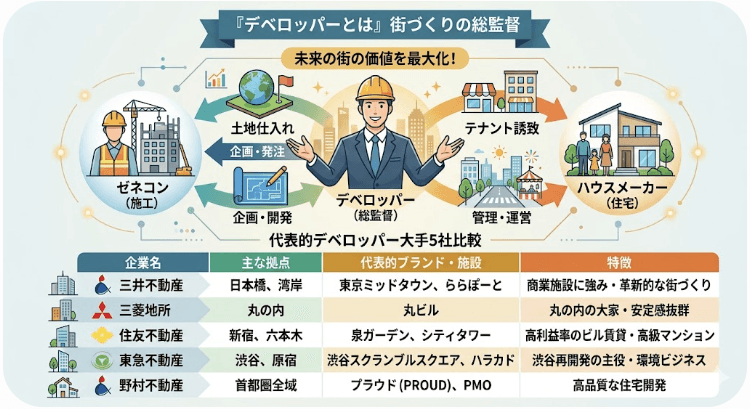 都市開発や街づくりを牽引する「デベロッパー」をわかりやすく解説します！