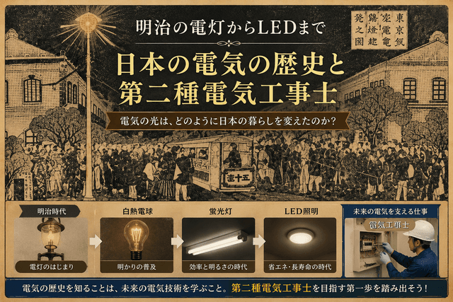 明治時代、日本人が初めて見た電灯から現在のLED照明まで｜電気の歴史を知って第二種電気工事士を目指そう