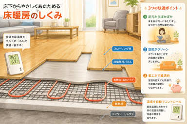 床暖房の仕組みと種類を徹底解説｜電気式・温水式・ガス床暖房のメリットとデメリット