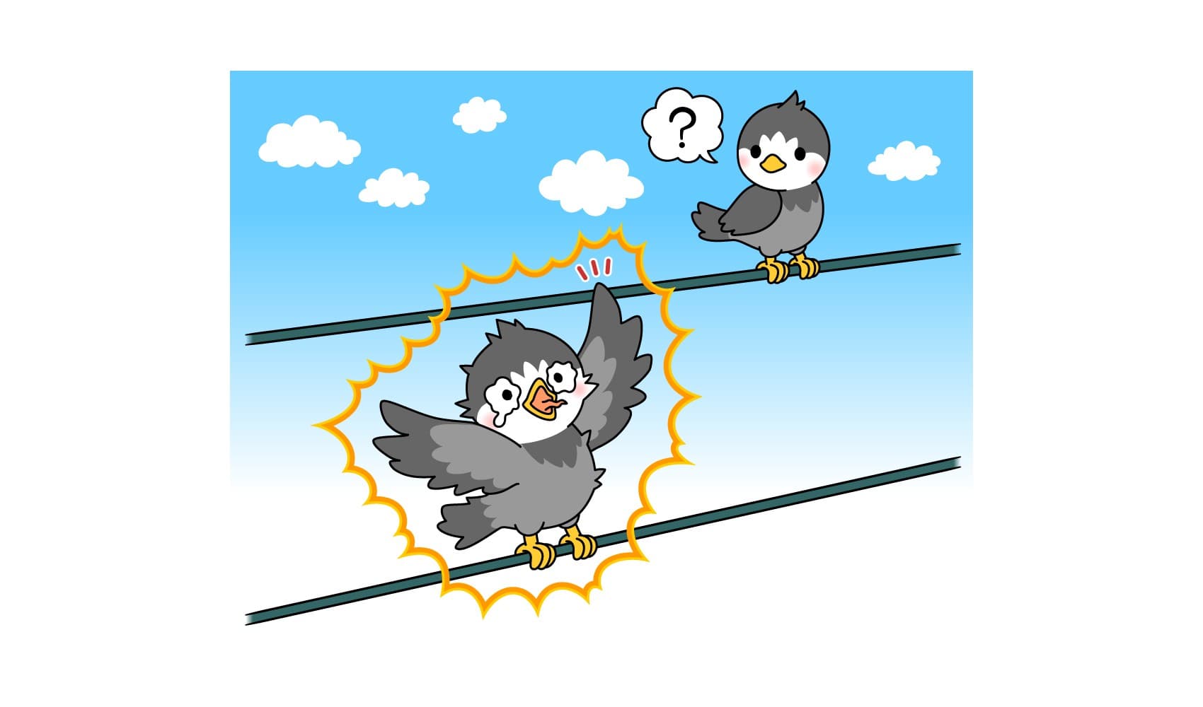 電線に鳥が止まっても感電しない理由とは？　人との違いを分かりやすく解説