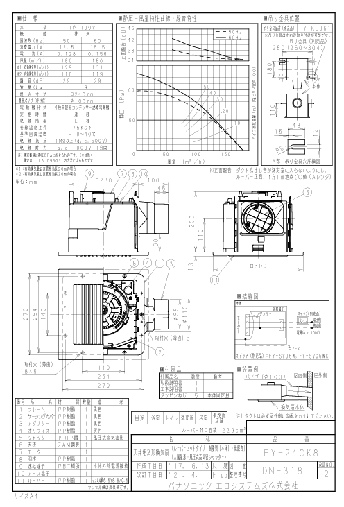 パナソニック FY-24CK8 天井埋込型換気扇