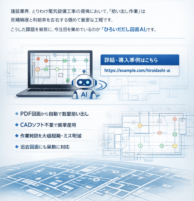ひろいだし図面AIが変える、電気業界、設備業界の生産性革命