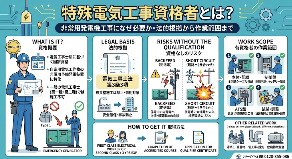特殊電気工事資格者とは？非常用発電機工事になぜ必要か・法的根拠から作業範囲まで徹底網羅