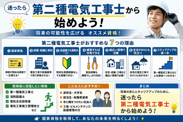 なにか資格を取ろうかな？そんなあなたに「第二種電気工事士」をおすすめする7つの理由