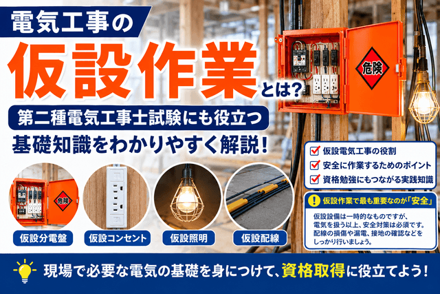 電気工事の「仮設作業」とは？第二種電気工事士試験にも役立つ基礎知識