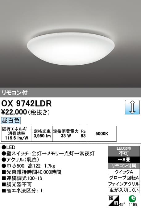 オーデリック OX9742LDRS シーリングライト