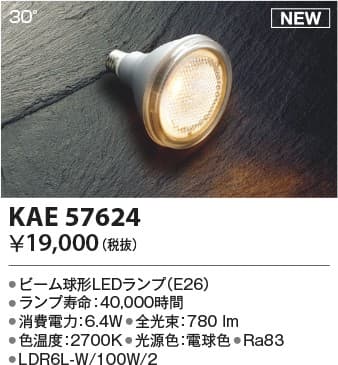 KAE57624   別売ビーム球形LEDランプ(調光不可)