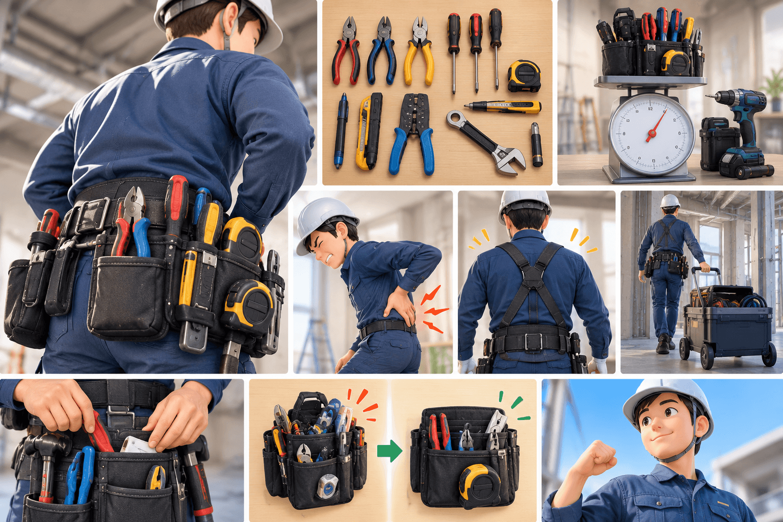 電気工事士の工具って全部で何kg？　腰への負担を減らすコツ