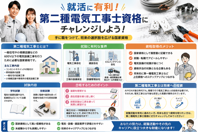「就活」に有利！第二種電気工事士資格にチャレンジしよう