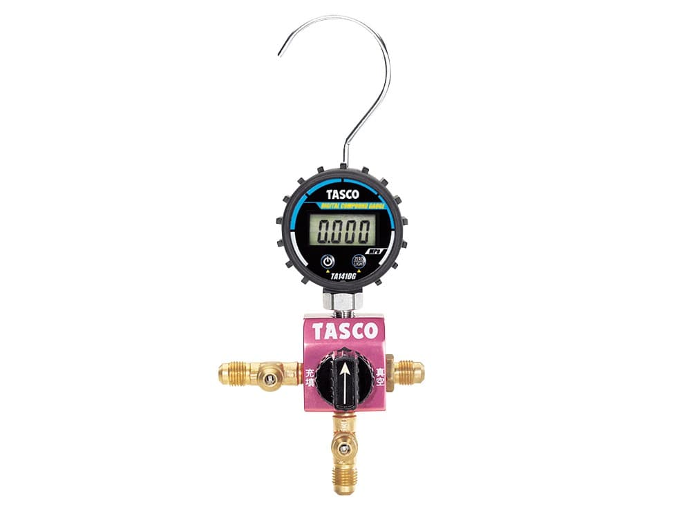 イチネンTASCO TA123DG   ボールバルブ式デジタルシングルマニホールド