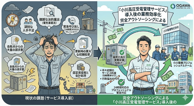 「高圧受電設備」の管理・運用を丸投げして設備担当者の慢性的な人手不足を解消！業務効率化を図る方法