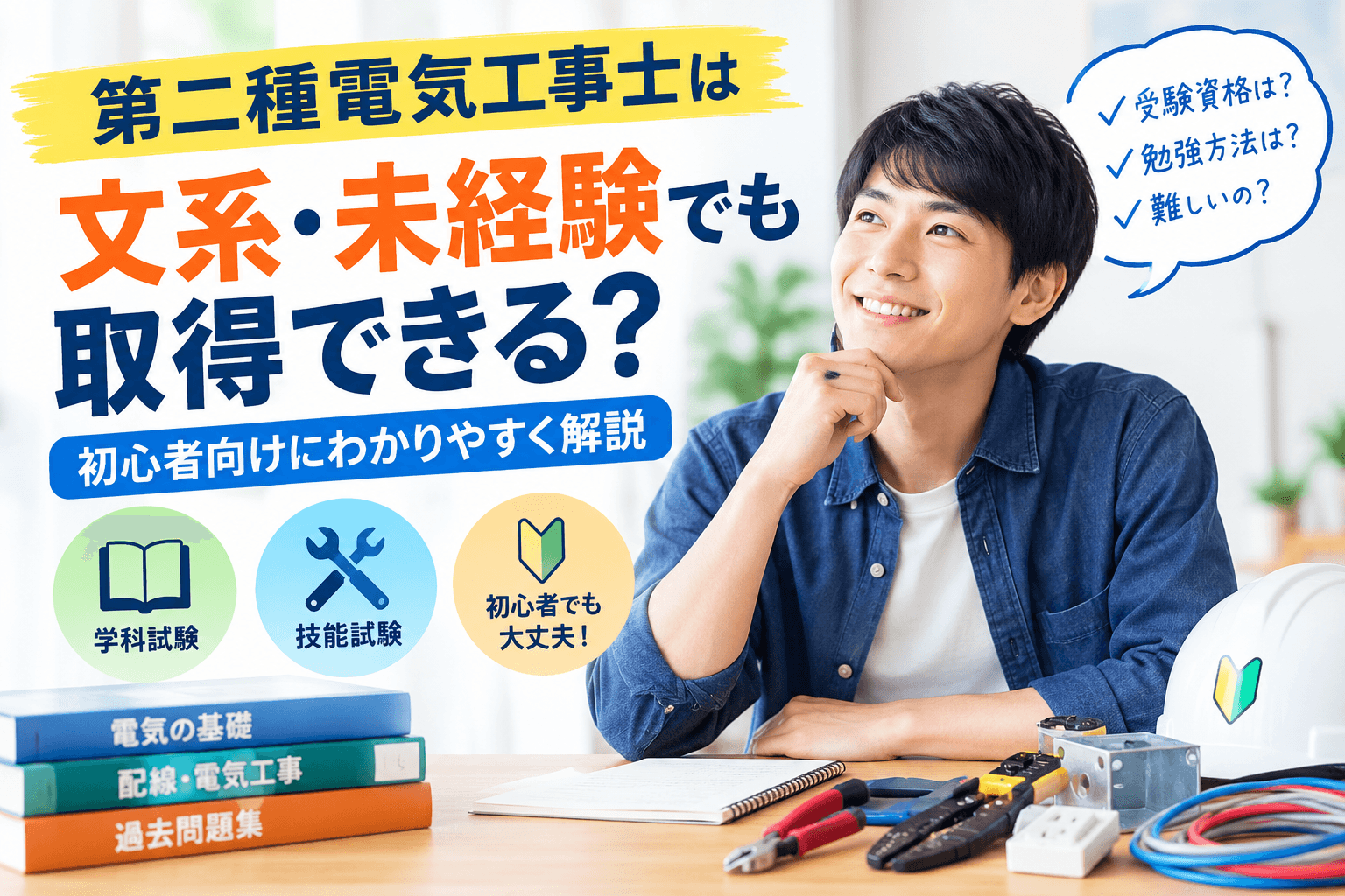 第二種電気工事士は文系・未経験でも取得できる？初心者でも合格を目指せる理由を解説