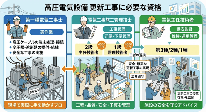 “高圧更新工事に必要な資格”は？