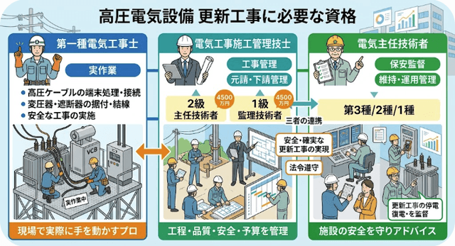 “高圧更新工事に必要な資格”は？