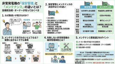非常発電機の「保安管理」と「メンテナンス」の違いとは？