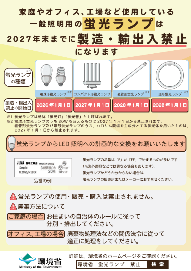 2027年問題：蛍光灯の生産が完全終了へ