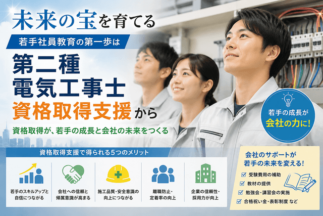 未来の宝を育てる若手社員教育の第一歩は「第二種電気工事士資格取得支援」から
