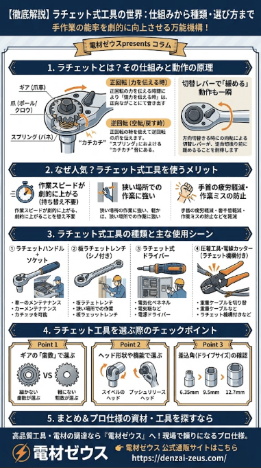 ラチェット式工具の仕組みから種類・選び方まで徹底解説！