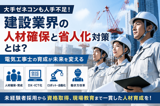 大手ゼネコンも人手不足！建設業界が進める人材確保と省人化対策とは？電気工事士の育成が未来を変える