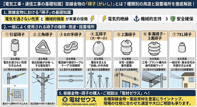 架線金物の「碍子（がいし）」とは？種類別の用途と設置場所を徹底解説！