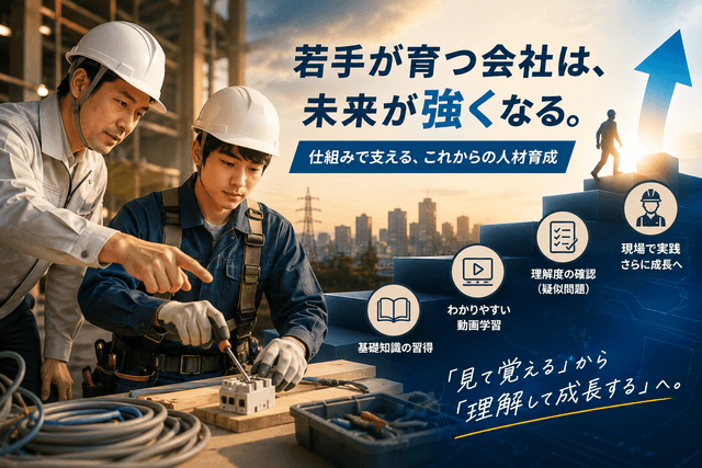 電気工事業界における若手社員育成の難しさとは　DENDENアカデミー活用術