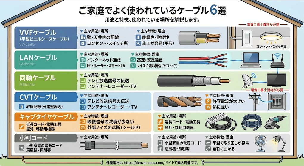 一般家庭で使われているケーブル