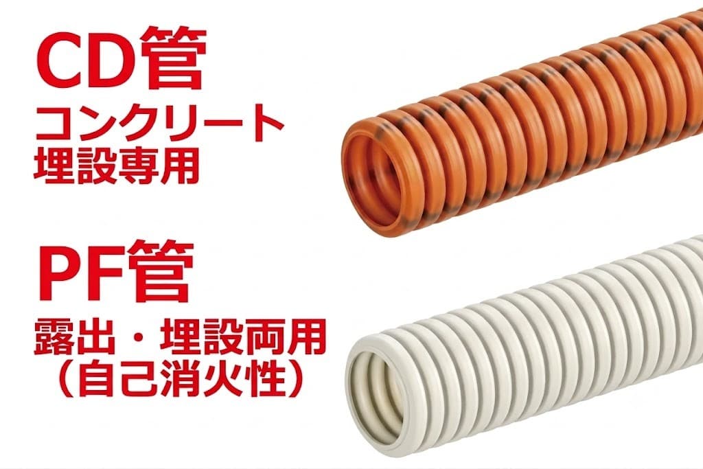 PF管・CD管・VE管の違い完全比較｜用途・強度・サイズ表から正しい使い分けを解説
