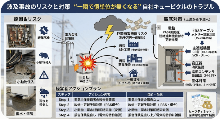 波及事故のリスクと対策“一瞬で億単位が無くなる”自社キュービクルのトラブル