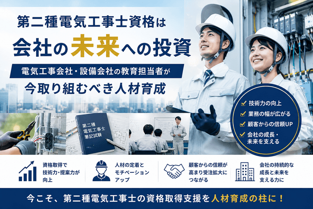 第二種電気工事士資格は会社の未来への投資｜電気工事会社・設備会社の教育担当者が今取り組むべき人材育成
