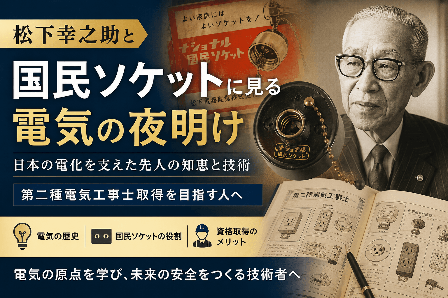 松下幸之助と「国民ソケット」に見る日本の電気の夜明け｜第二種電気工事士を目指す人が知っておきたい電気の歴史