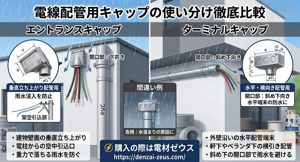 【比較】エントランスキャップとターミナルキャップの違い・使い分け