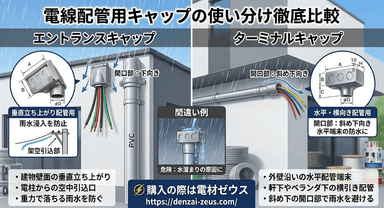 【比較】エントランスキャップとターミナルキャップの違い・使い分け