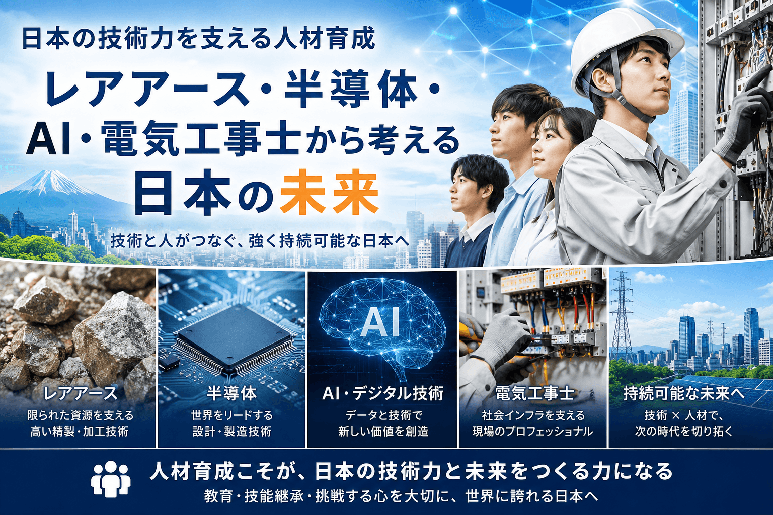 日本の技術力を支える人材育成｜レアアース・半導体・AI・電気工事士から考える日本の未来
