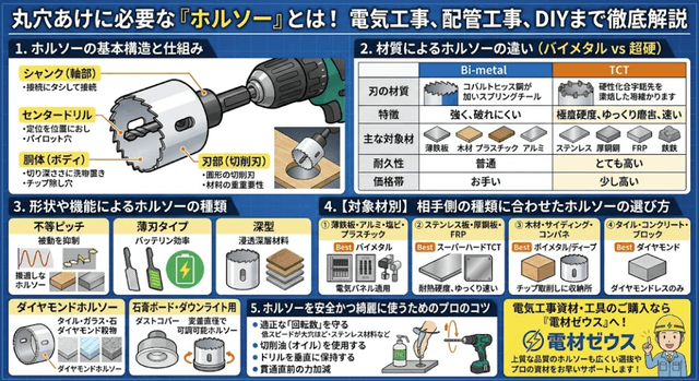 丸穴あけに必要な『ホルソー』とは！