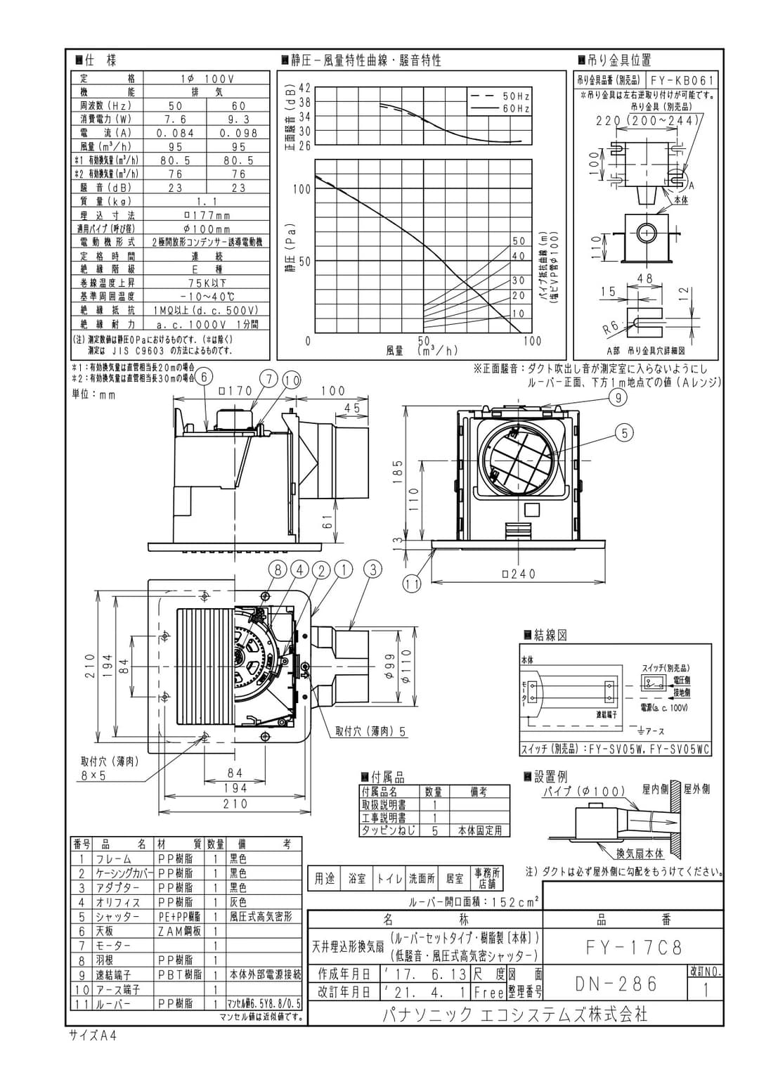 パナソニック FY-17C8   天井埋込形換気扇