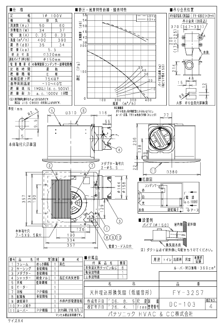 パナソニック FY-32S7 天井埋込型換気扇