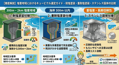 塩害地域における耐塩塗装・ステンレス函体の基準とメーカー独自の対策