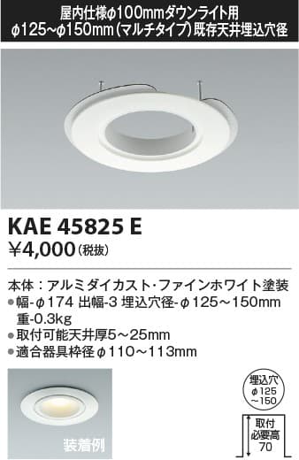 KAE45825E   M形ダウンライト用リニューアルプレート