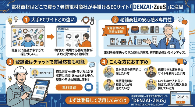 電材商材はどこで買う?