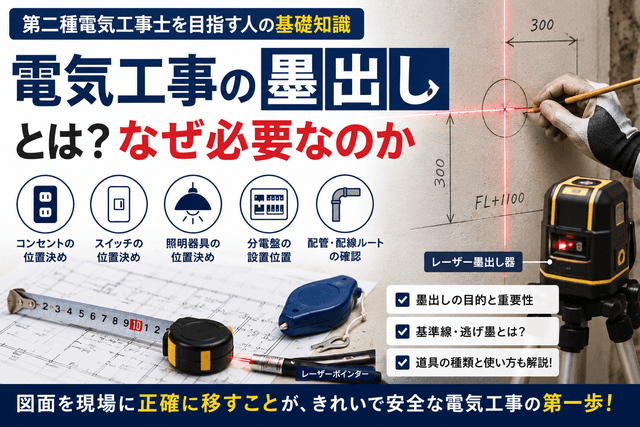 電気工事の「墨出し」とは?なぜ必要なのか|第二種電気工事士を目指す人が知っておきたい基礎知識