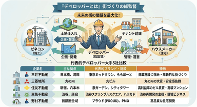 都市開発や街づくりを牽引する「デベロッパー」をわかりやすく解説します!
