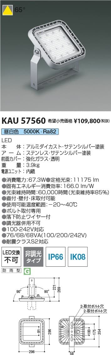 コイズミ照明 KAU57560 屋内外兼用ハイパワー投光器