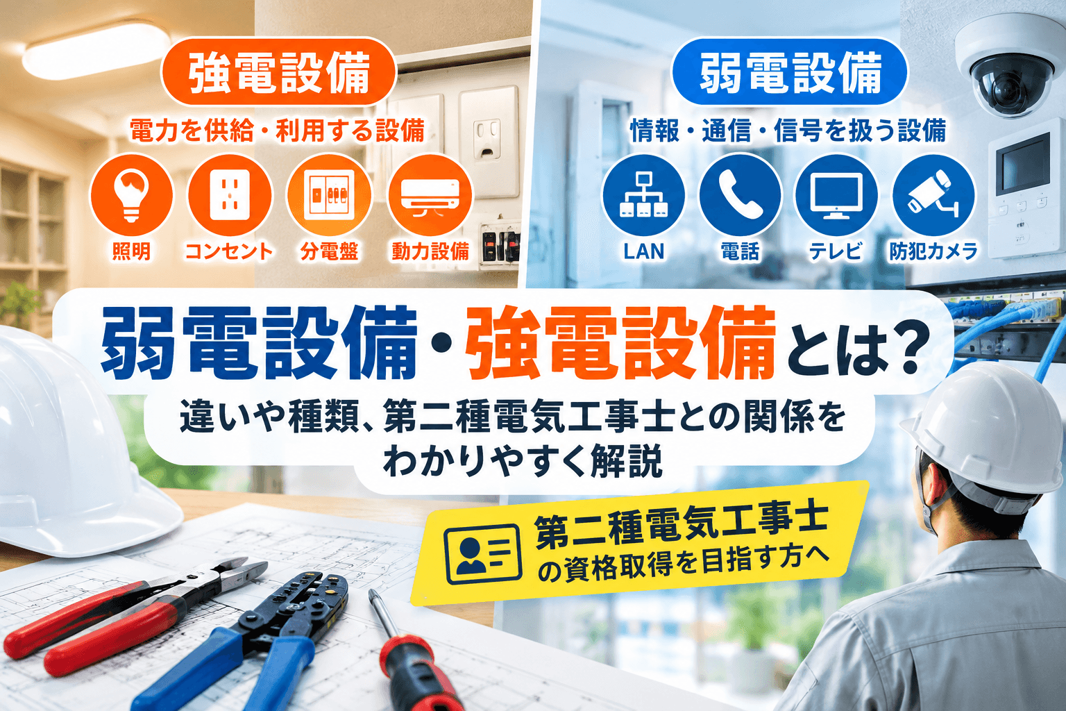 弱電設備・強電設備とは?違いや種類、第二種電気工事士との関係をわかりやすく解説