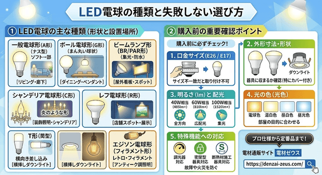 LED電球の種類と購入時の注意事項!