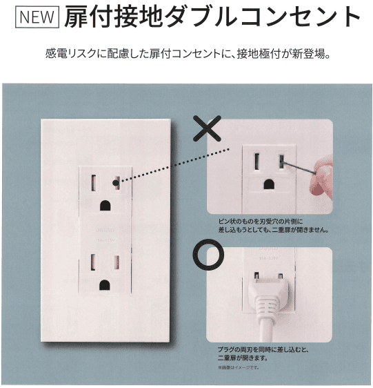 JIMBOから待望の「扉付接地ダブルコンセント」が新登場!