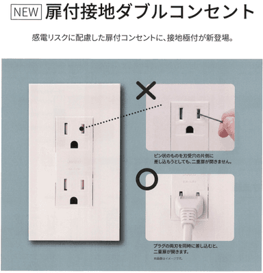 JIMBOから待望の「扉付接地ダブルコンセント」が新登場!