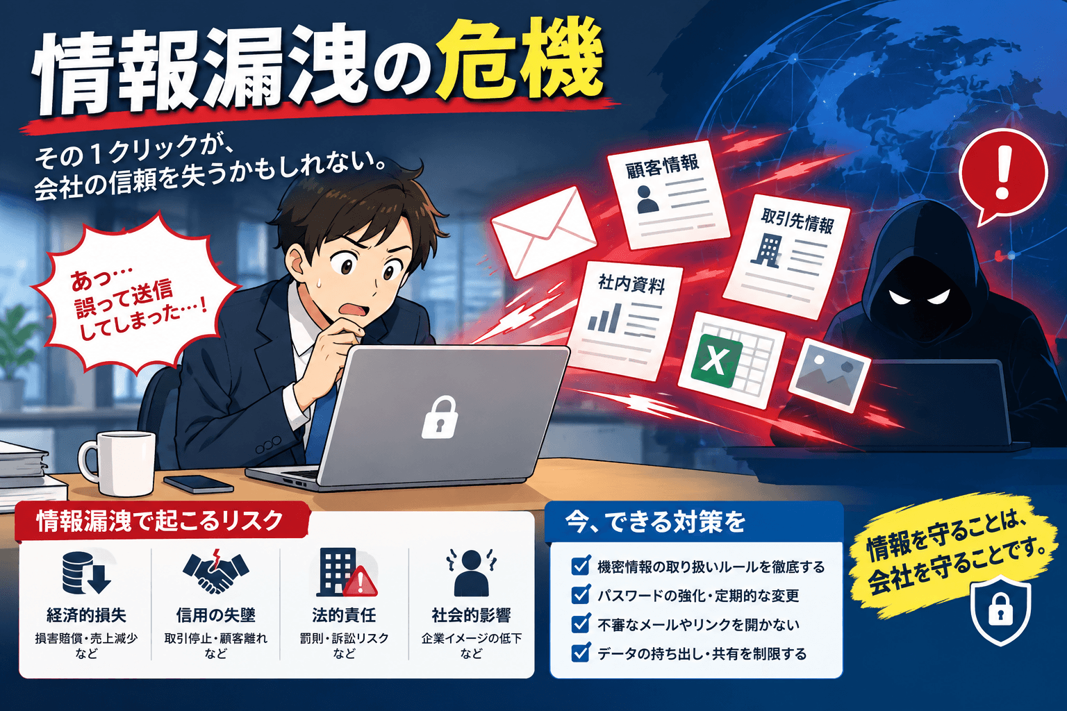 情報漏洩の危機とは?企業が知っておくべき原因・リスク・対策をわかりやすく解説
