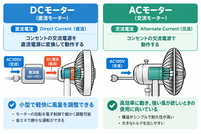 ACモーター、DCモーターの違いとは?仕組み・特徴・用途・選び方をわかりやすく解説