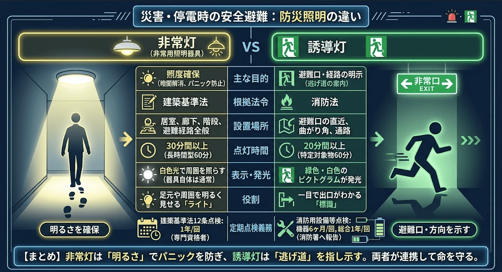 非常灯と誘導灯の違いって???